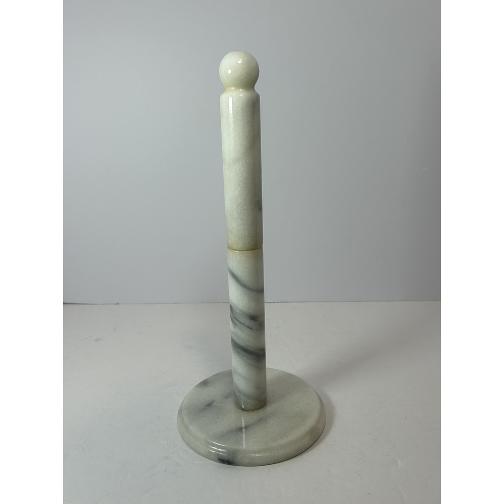 Vintage Genuine Marble 1980s Paper Towel Holder 13 in. Made In Taiwan